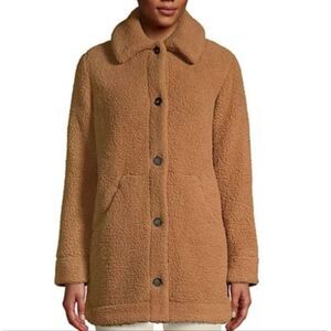 Lands’ End tan sherpa cozy teddy jacket size small